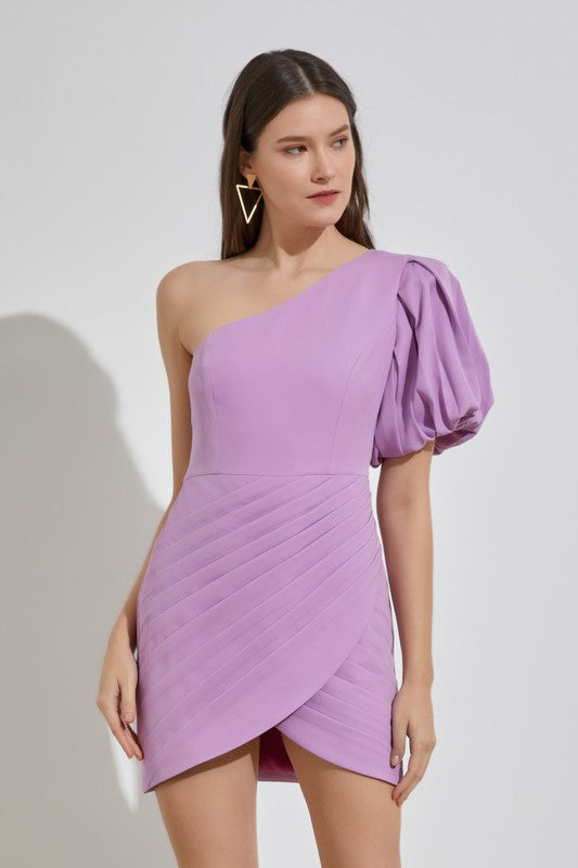 Lavender one shoulder dress