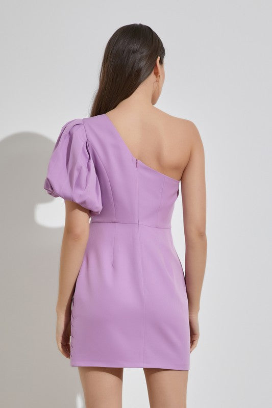Lavender one shoulder dress