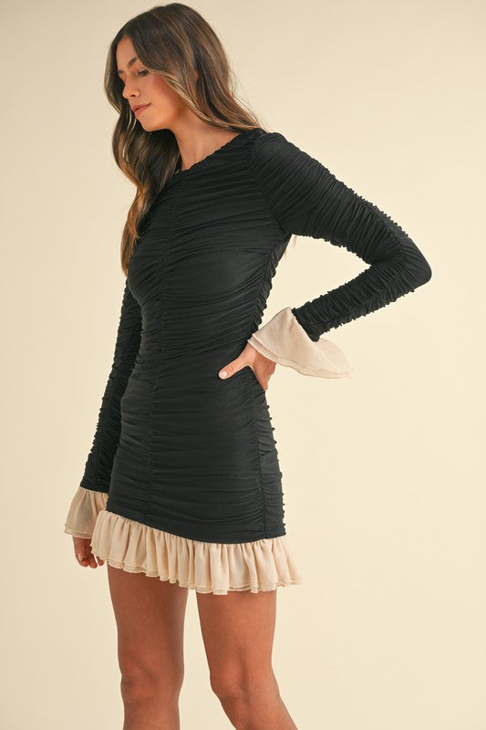 Black frill mini dress
