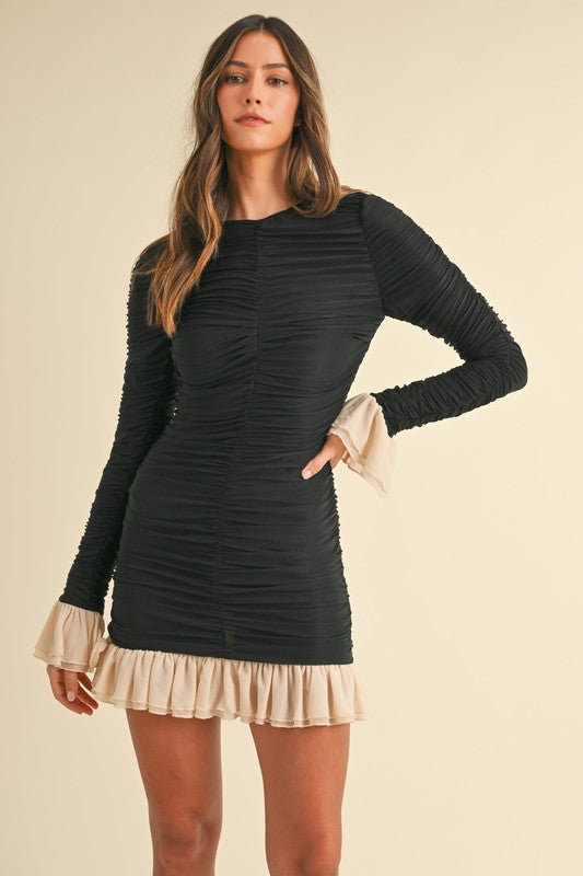 Black frill mini dress