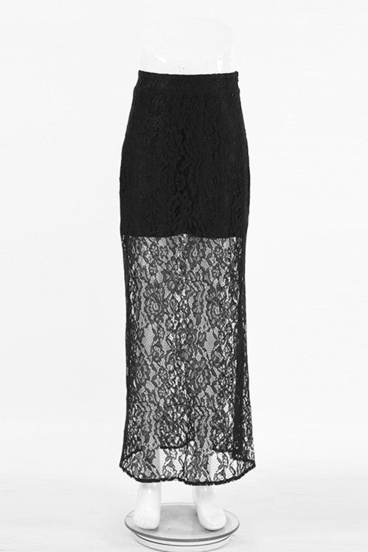 Sheer Lace Maxi Skirt