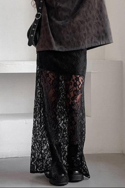 Sheer Lace Maxi Skirt
